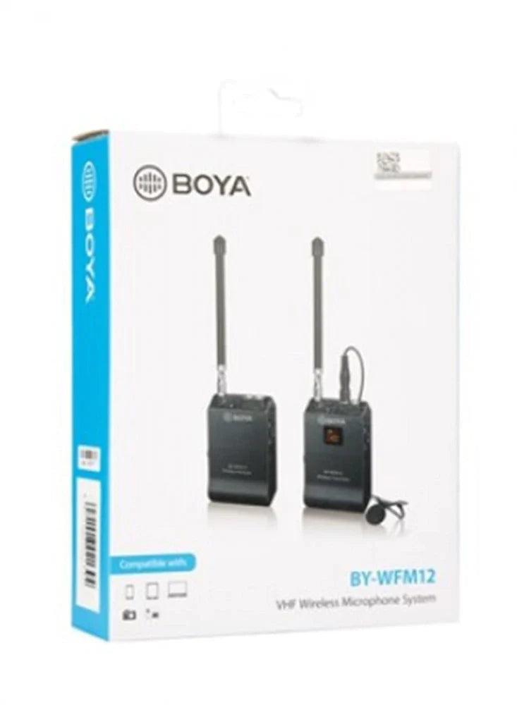 BOYA BY-WFM12 Camera-Mount VHF Wireless Omni Lavalier Microphone System for Cameras and Smartphones