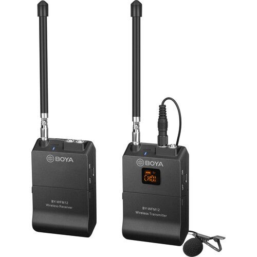 BOYA BY-WFM12 Camera-Mount VHF Wireless Omni Lavalier Microphone System for Cameras and Smartphones